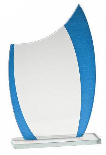 Skleněná trofej s modrým detailem